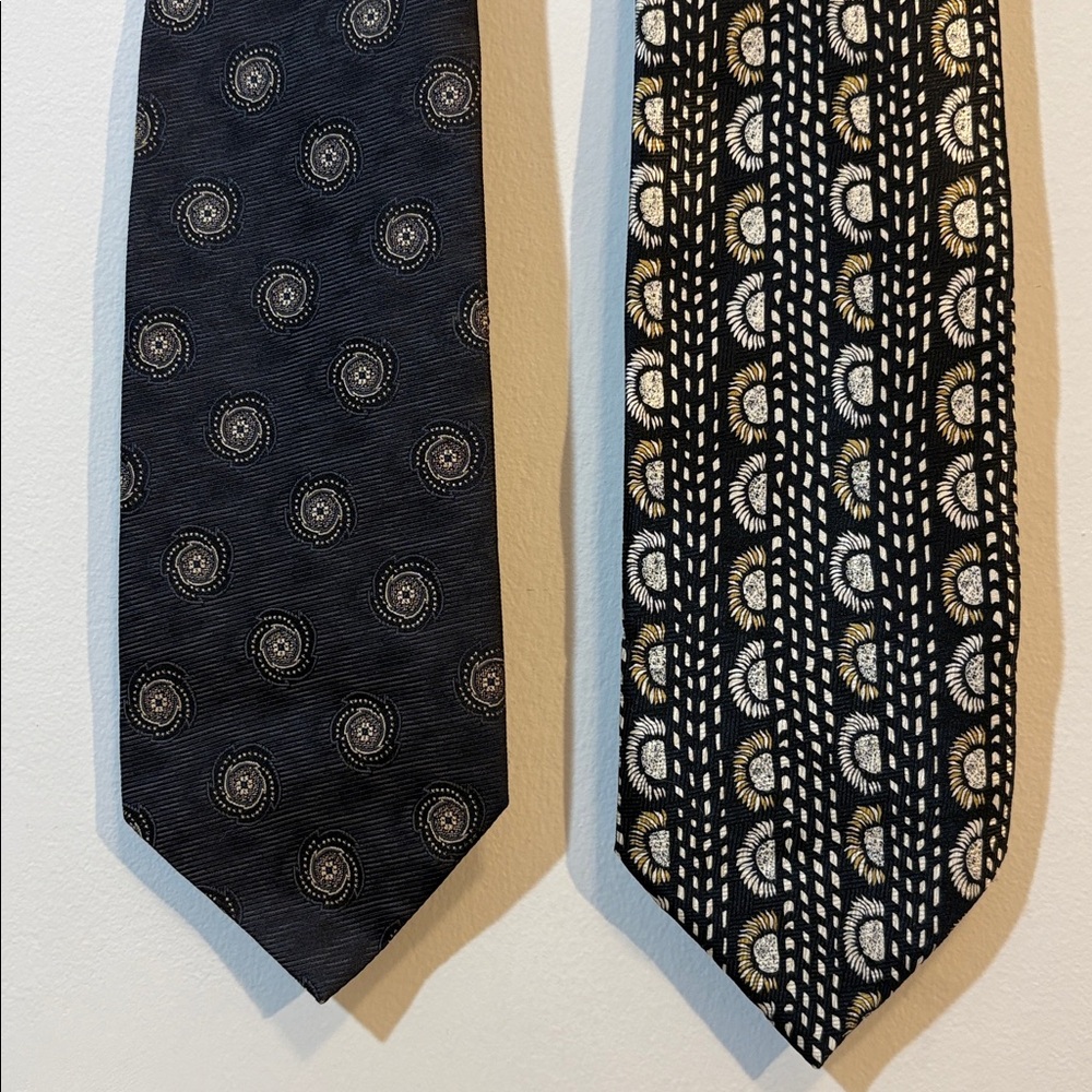 100% Silk Scarf Bundle, Black and White Geometric Prints, Tribal Sun Pattern